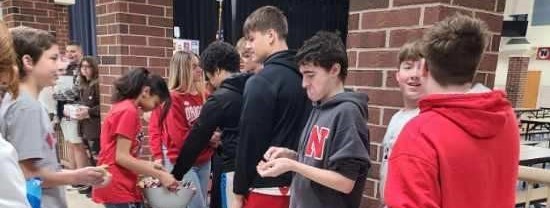 Students in line to vote for the first-ever 8th grade Student Council