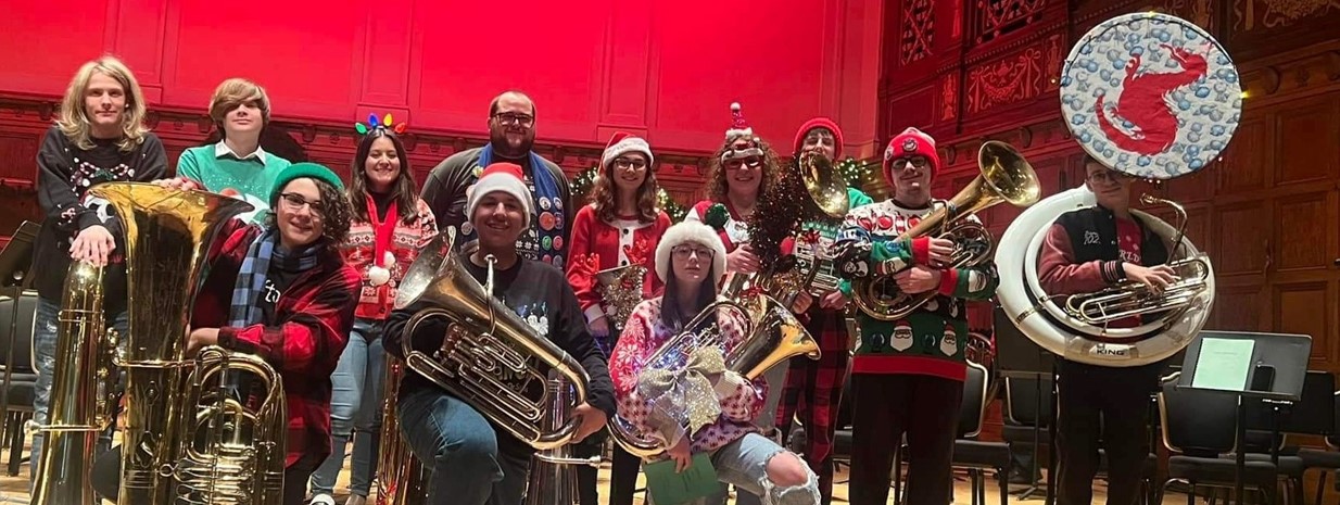 Students, staff, and alumni participate in the worldwide TubaChristmas Concert