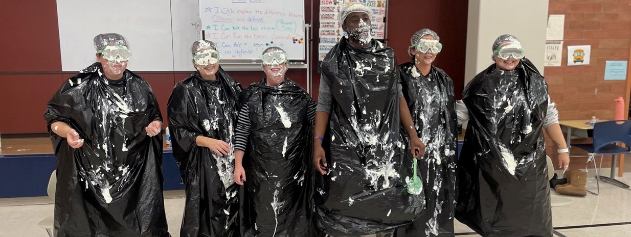 More than 100 students pie teachers in the face after meeting reading goals!