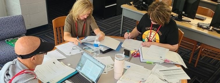 Staff finish up math lessons for the start of the new year!