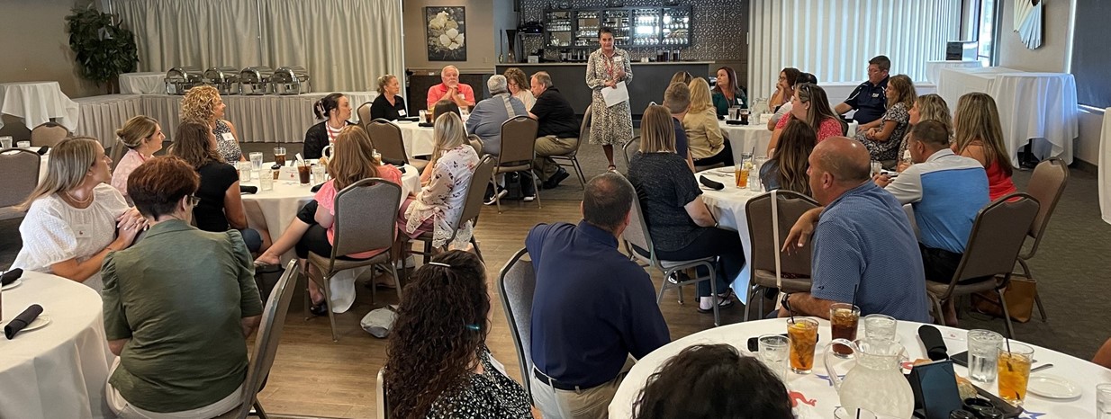 Superintendent Mrs. Thigpen addresses new employees during a welcome luncheon!