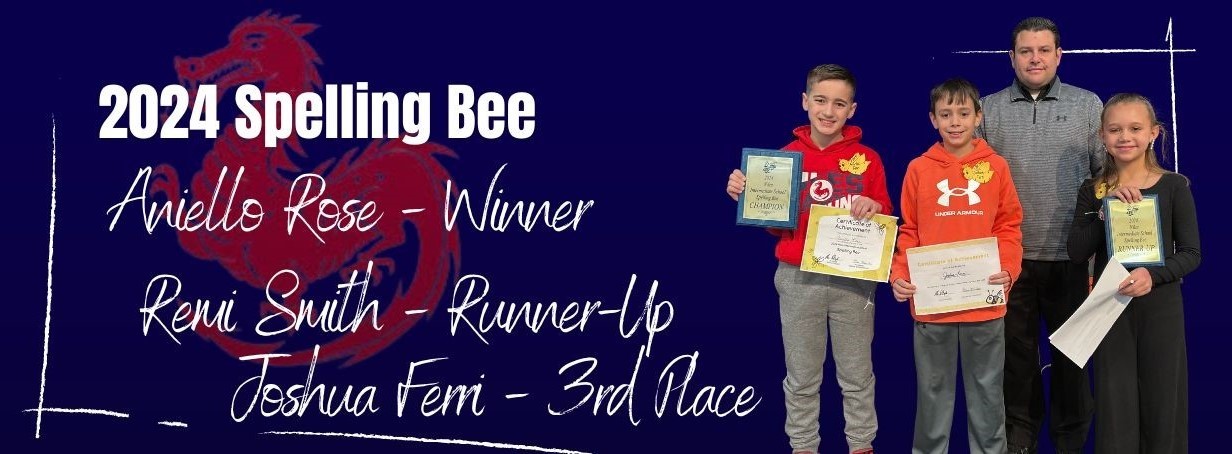 NIS Spelling Bee Winners - Aniello (1st), Remi (2nd), Joshua (3rd)