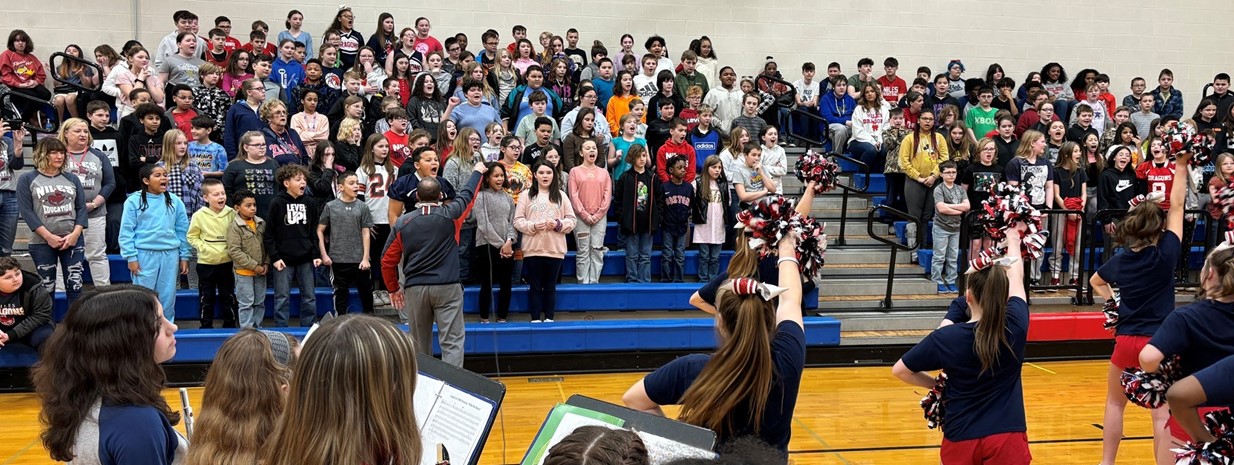 5th graders visit NMS for a pep rally and band/choir showcase!
