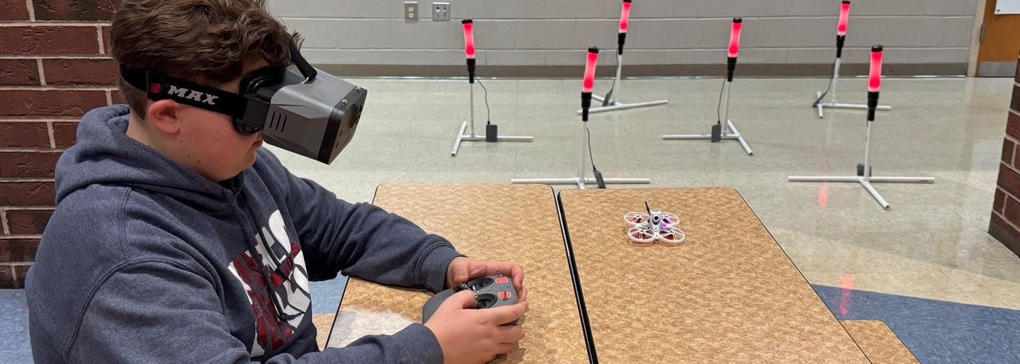 Members of the drone racing team practice for competition!